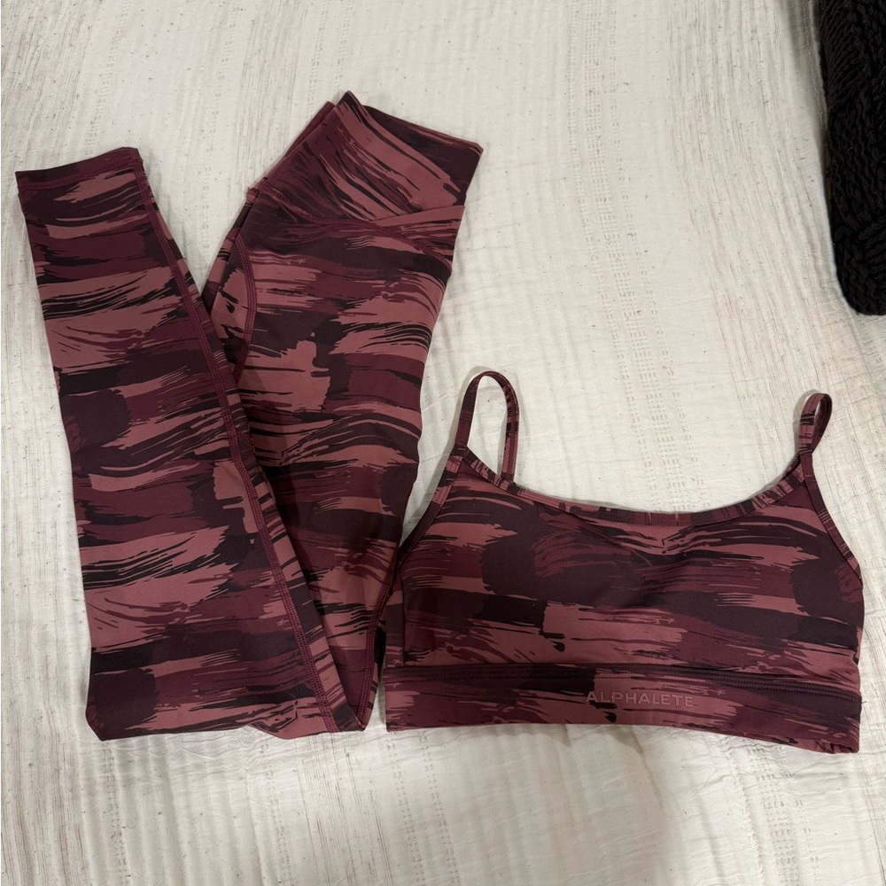 Alphalete Burgundy Abstract Sports Set